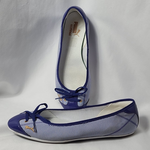 Puma Shoes - Puma Eco OrthoLite Blue/White Stripe Flats